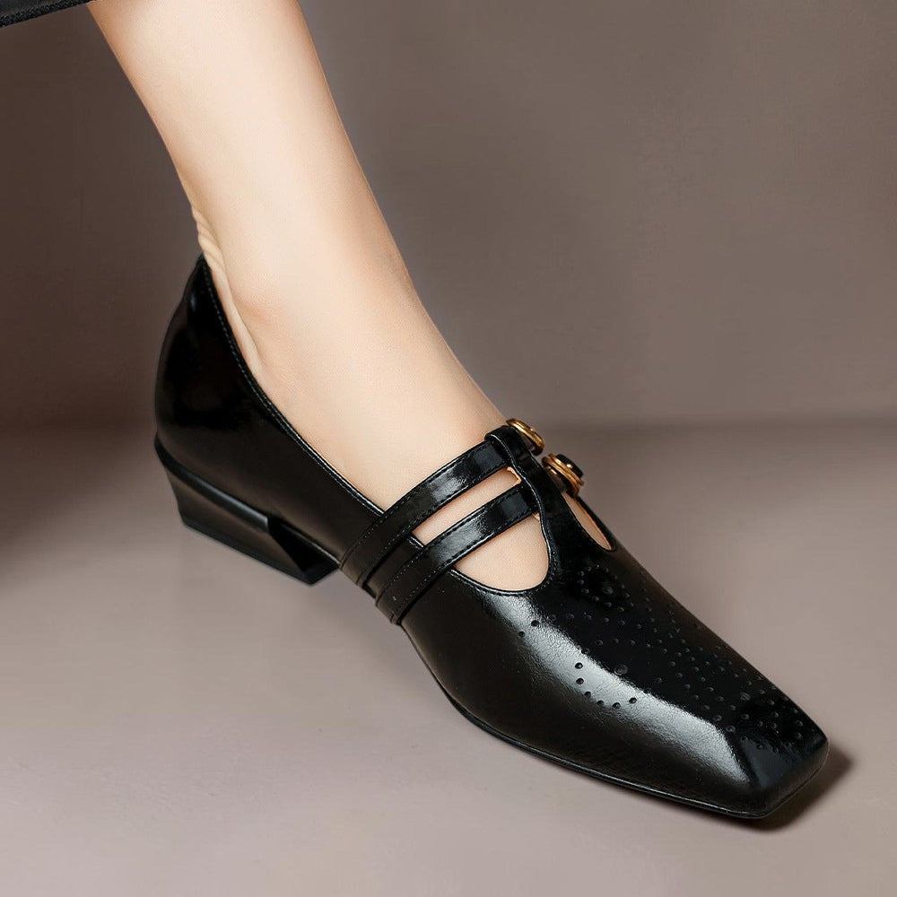LYNN | LEATHER MARY JANES WITH DOUBLE STRAP