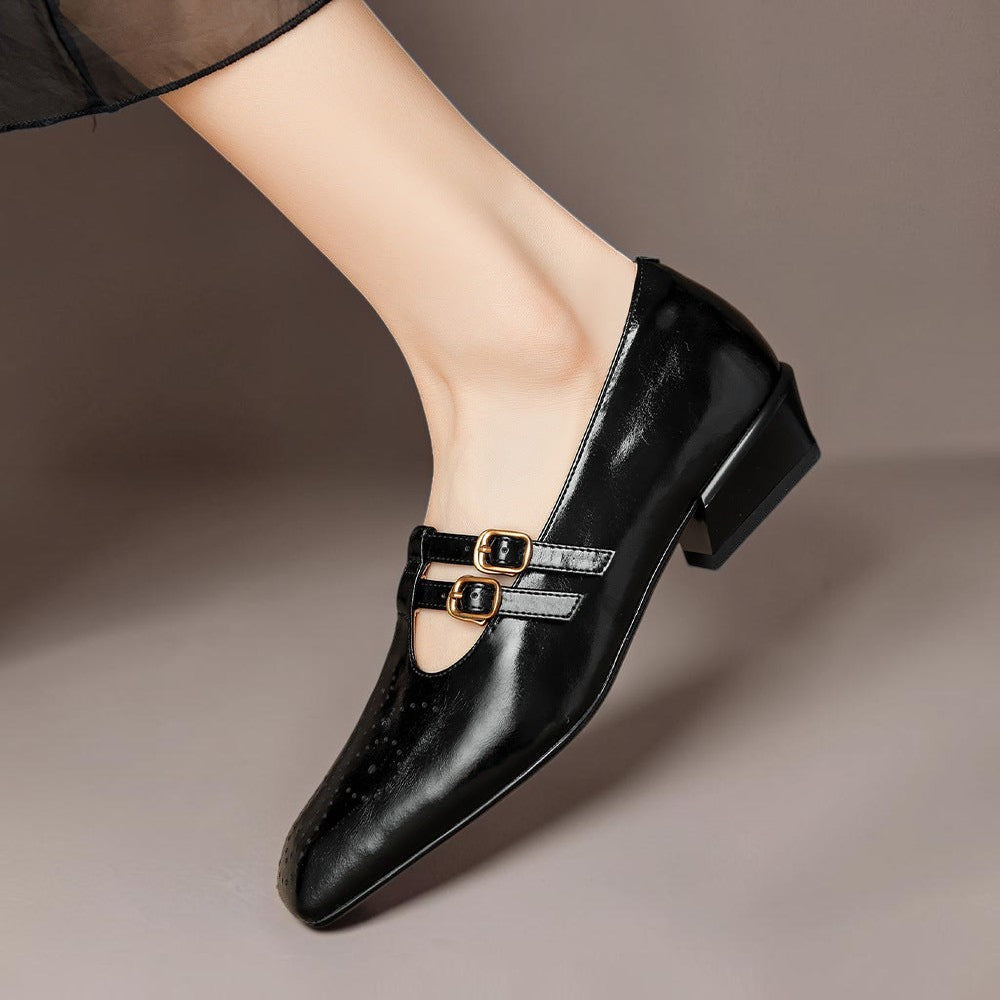 LYNN | LEATHER MARY JANES WITH DOUBLE STRAP