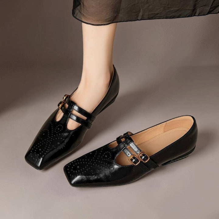 LYNN | LEATHER MARY JANES WITH DOUBLE STRAP