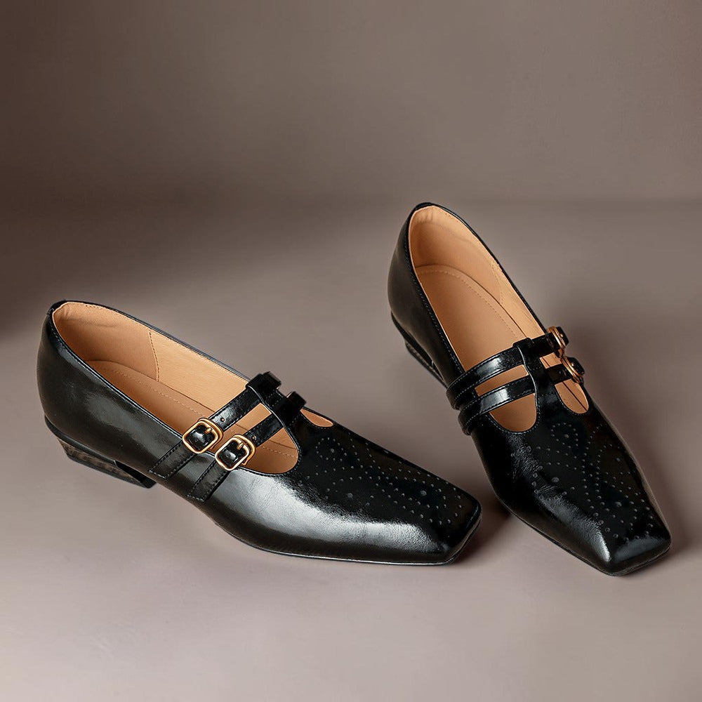LYNN | LEATHER MARY JANES WITH DOUBLE STRAP