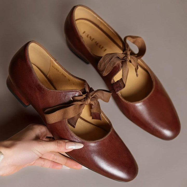 LIEKE | LEATHER BALLET FLATS WITH BOW