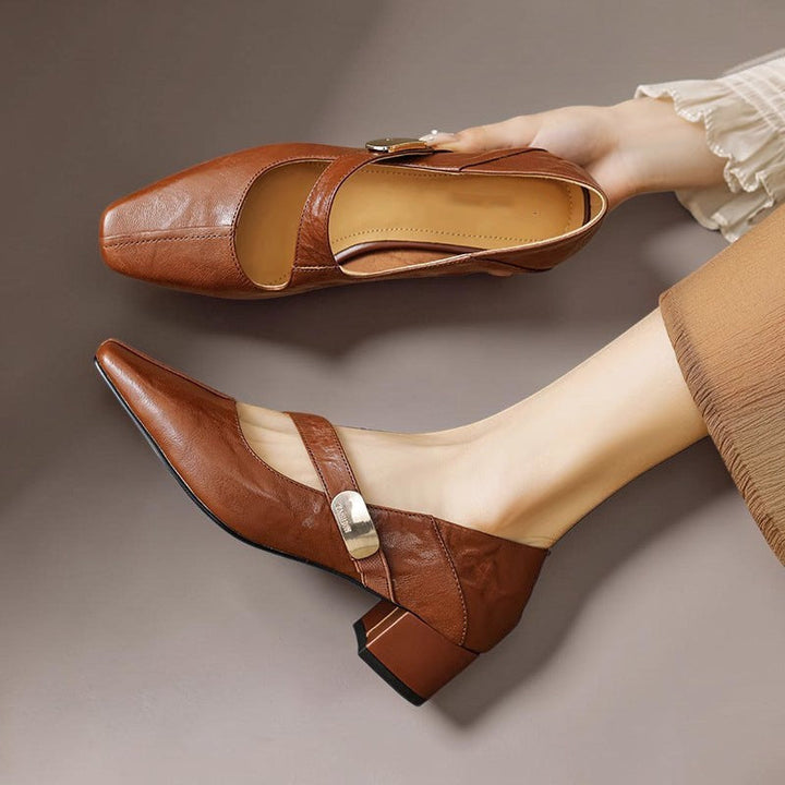 NIENKE | MARY JANES WITH SQUARE TOE AND GOLDEN TRIM