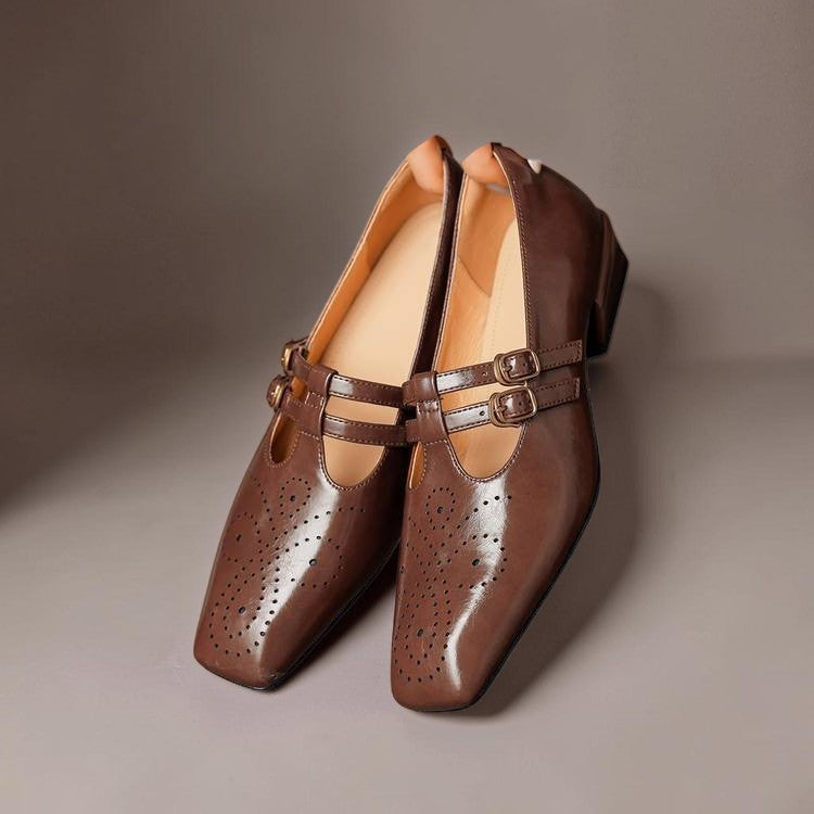 LYNN | LEATHER MARY JANES WITH DOUBLE STRAP