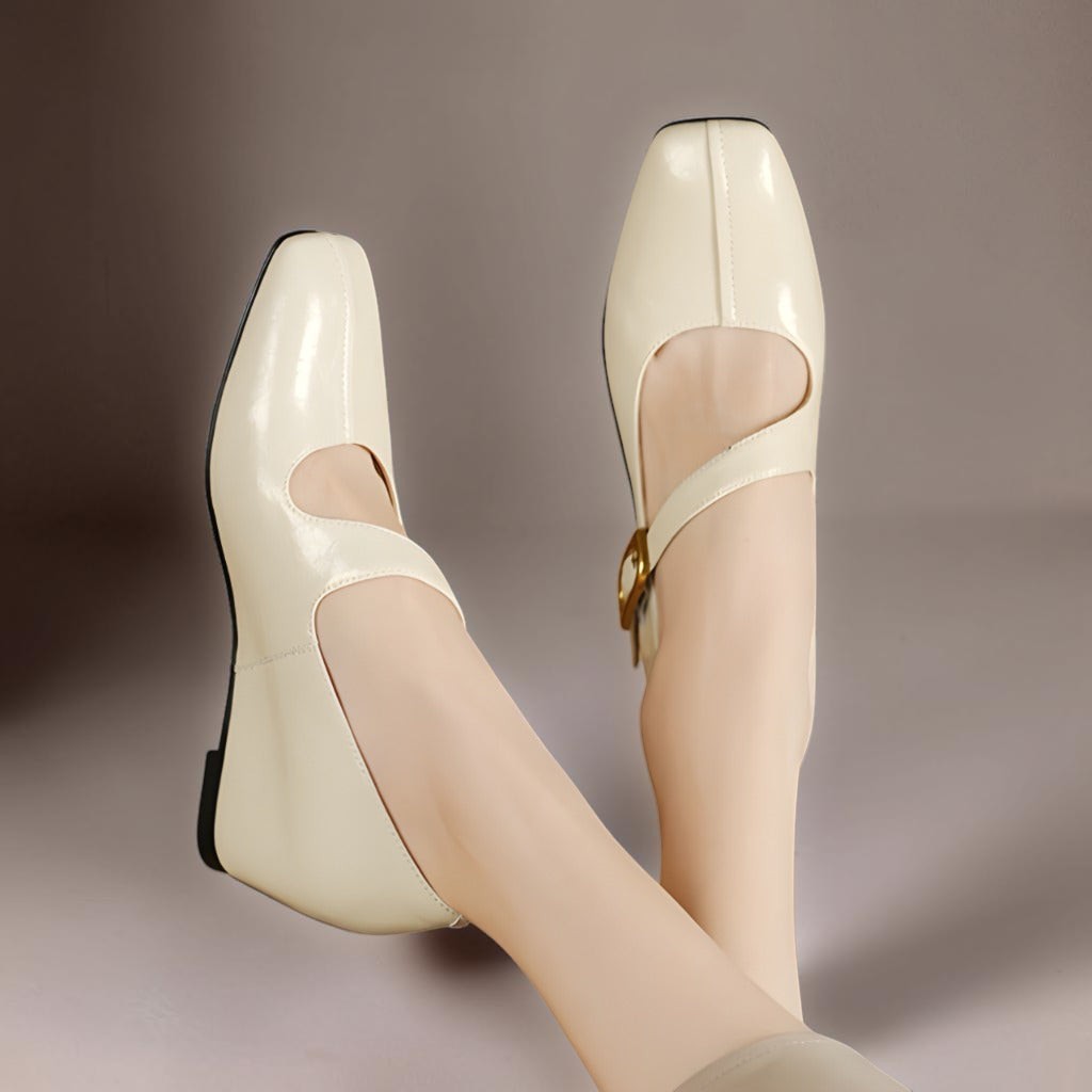 TESS | LEATHER MARY JANES WITH SQUARE TOE