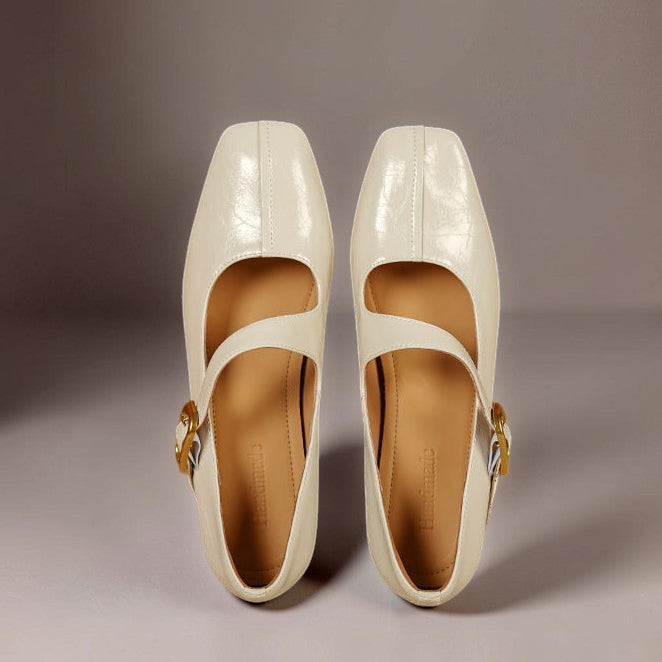 TESS | LEATHER MARY JANES WITH SQUARE TOE