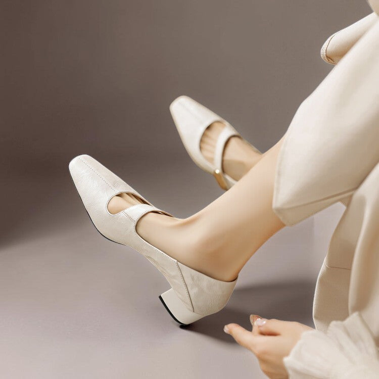 NIENKE | MARY JANES WITH SQUARE TOE AND GOLDEN TRIM