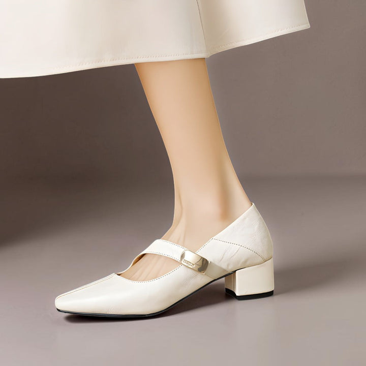 NIENKE | MARY JANES WITH SQUARE TOE AND GOLDEN TRIM