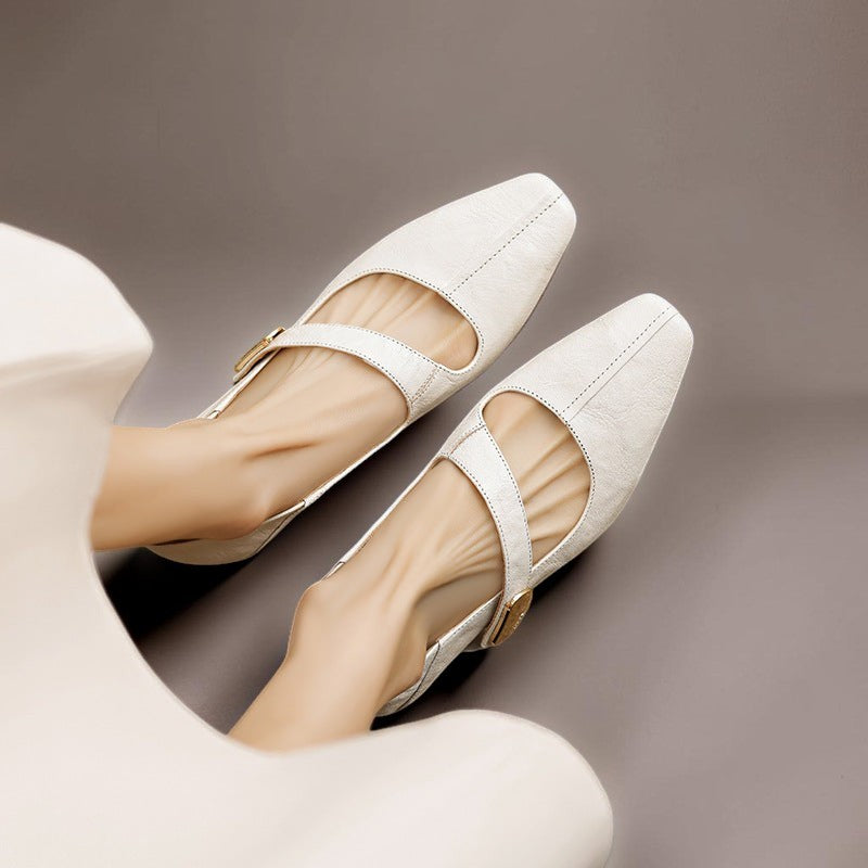 NIENKE | MARY JANES WITH SQUARE TOE AND GOLDEN TRIM