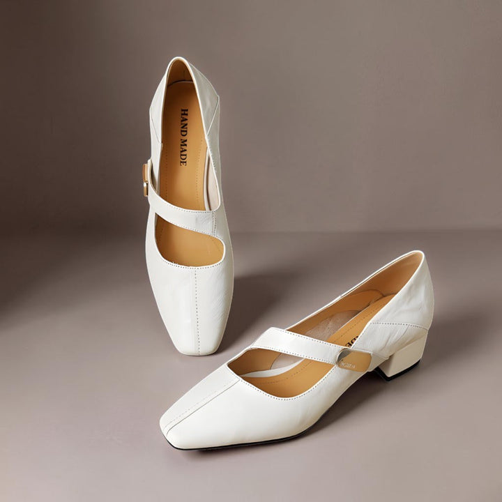 NIENKE | MARY JANES WITH SQUARE TOE AND GOLDEN TRIM