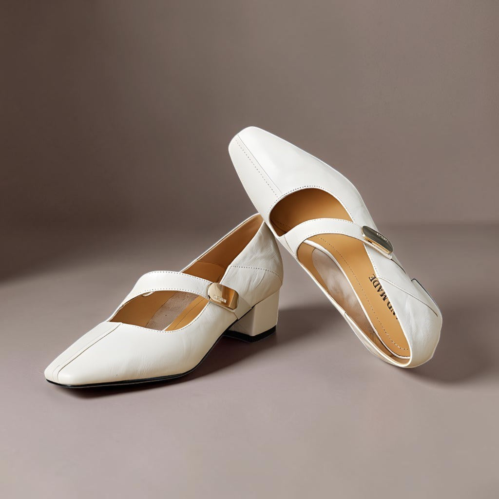 NIENKE | MARY JANES WITH SQUARE TOE AND GOLDEN TRIM