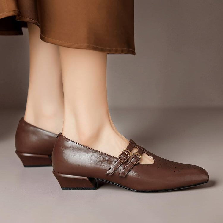 LYNN | LEATHER MARY JANES WITH DOUBLE STRAP