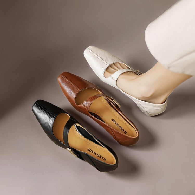 NIENKE | MARY JANES WITH SQUARE TOE AND GOLDEN TRIM