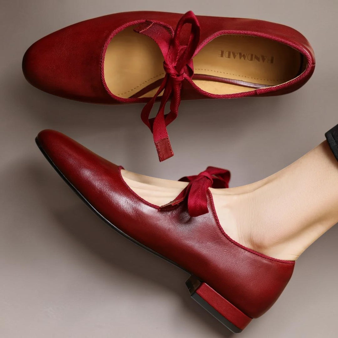 LIEKE | LEATHER BALLET FLATS WITH BOW