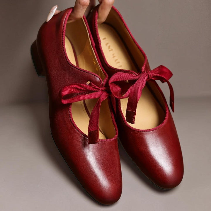 LIEKE | LEATHER BALLET FLATS WITH BOW