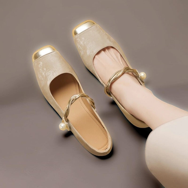 FENNA | MARY JANES WITH SQUARE TOE AND PEARLS
