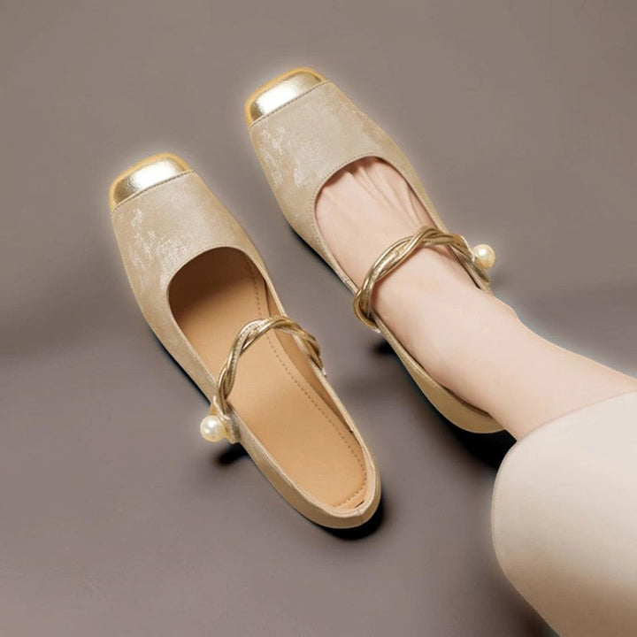 FENNA | MARY JANES WITH SQUARE TOE AND PEARLS
