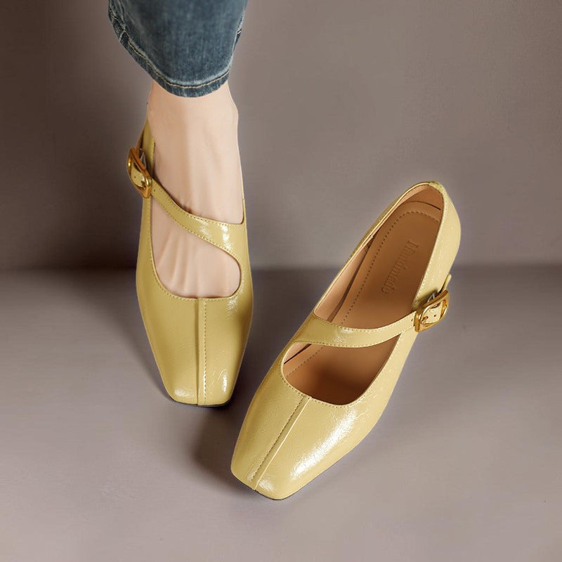 TESS | LEATHER MARY JANES WITH SQUARE TOE