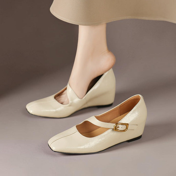 TESS | LEATHER MARY JANES WITH SQUARE TOE