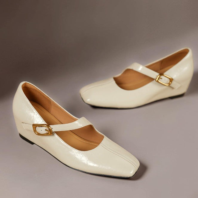 TESS | LEATHER MARY JANES WITH SQUARE TOE