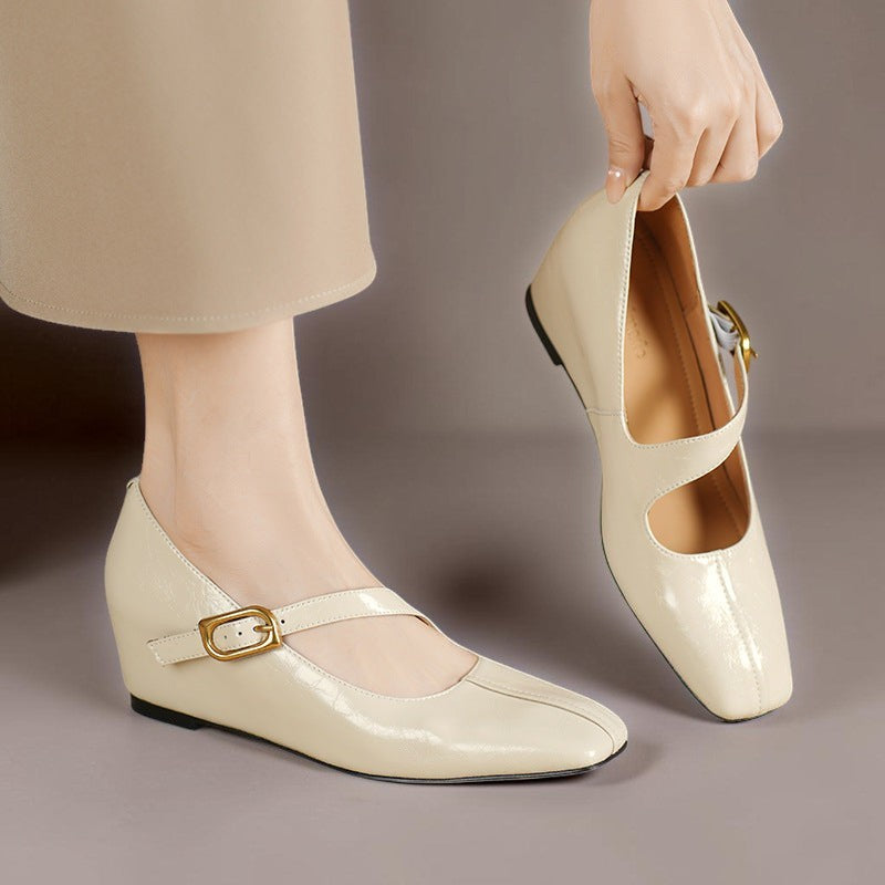 TESS | LEATHER MARY JANES WITH SQUARE TOE