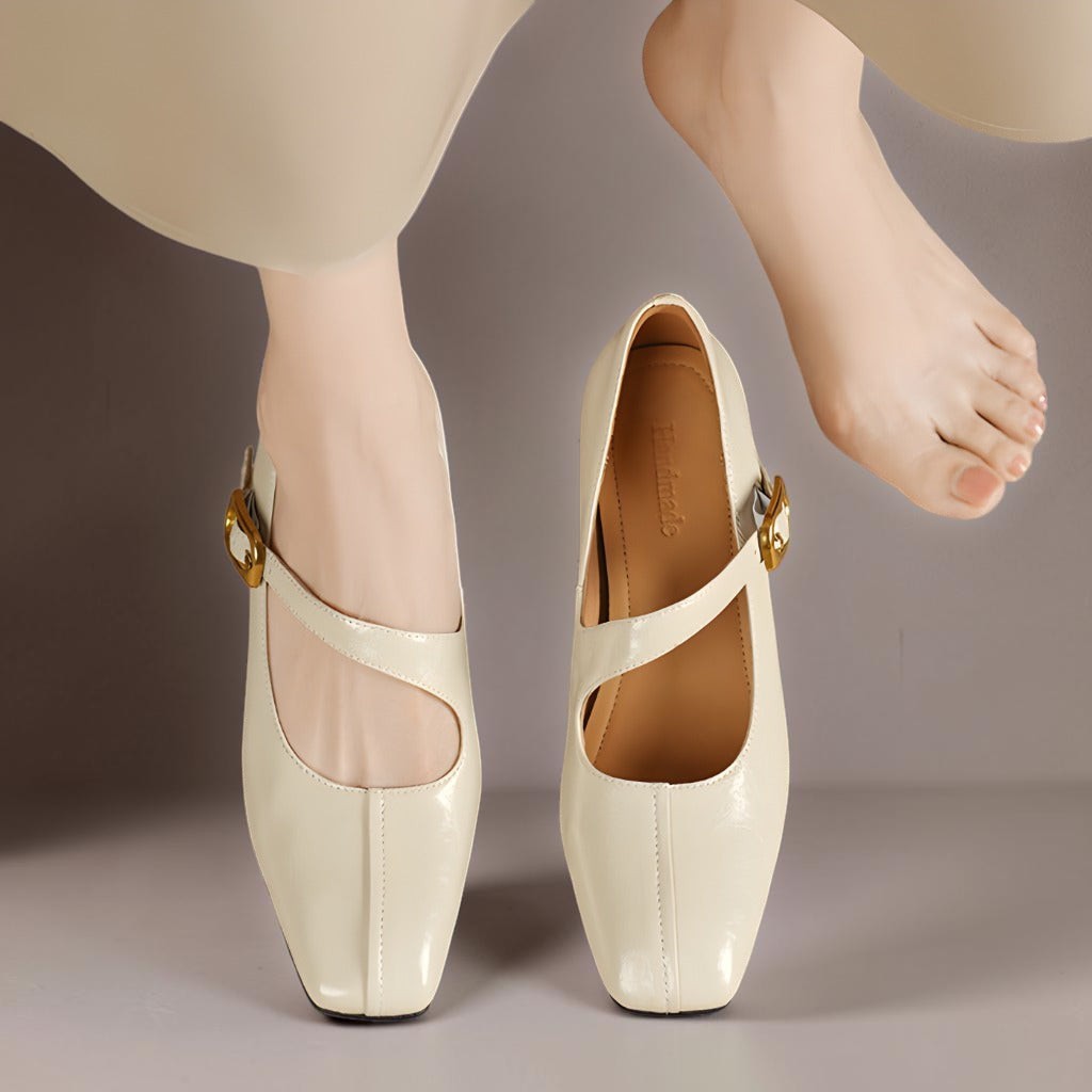 TESS | LEATHER MARY JANES WITH SQUARE TOE