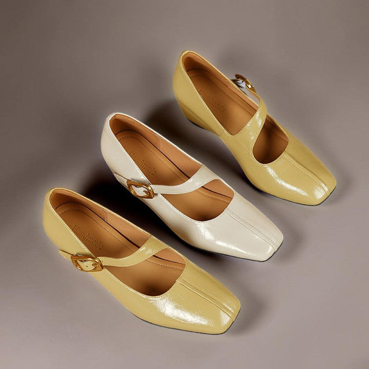 TESS | LEATHER MARY JANES WITH SQUARE TOE