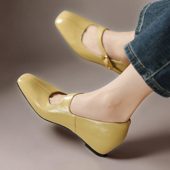 TESS | LEATHER MARY JANES WITH SQUARE TOE