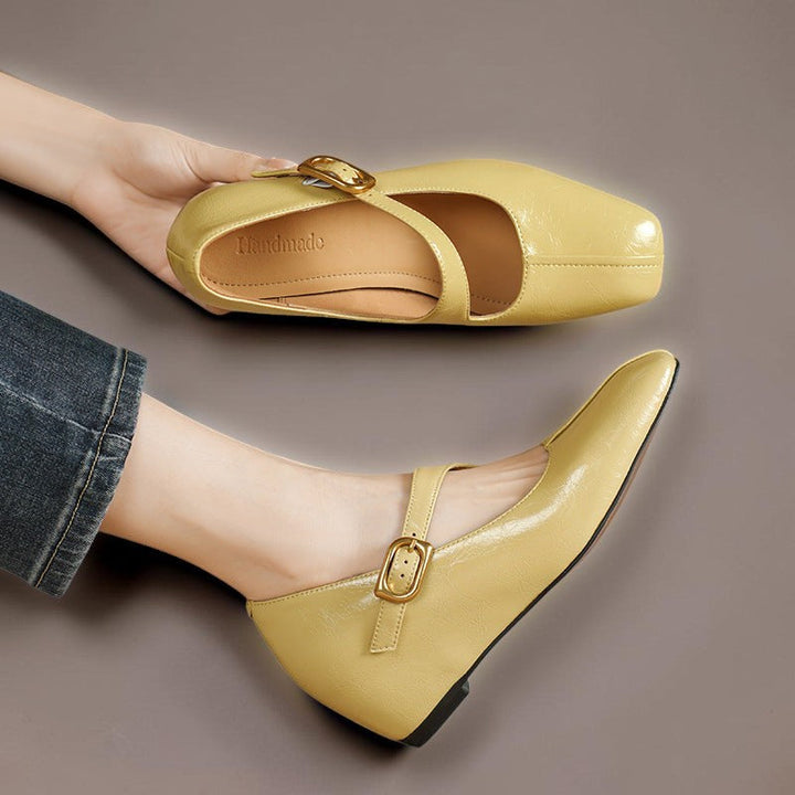 TESS | LEATHER MARY JANES WITH SQUARE TOE