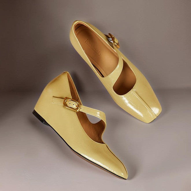 TESS | LEATHER MARY JANES WITH SQUARE TOE