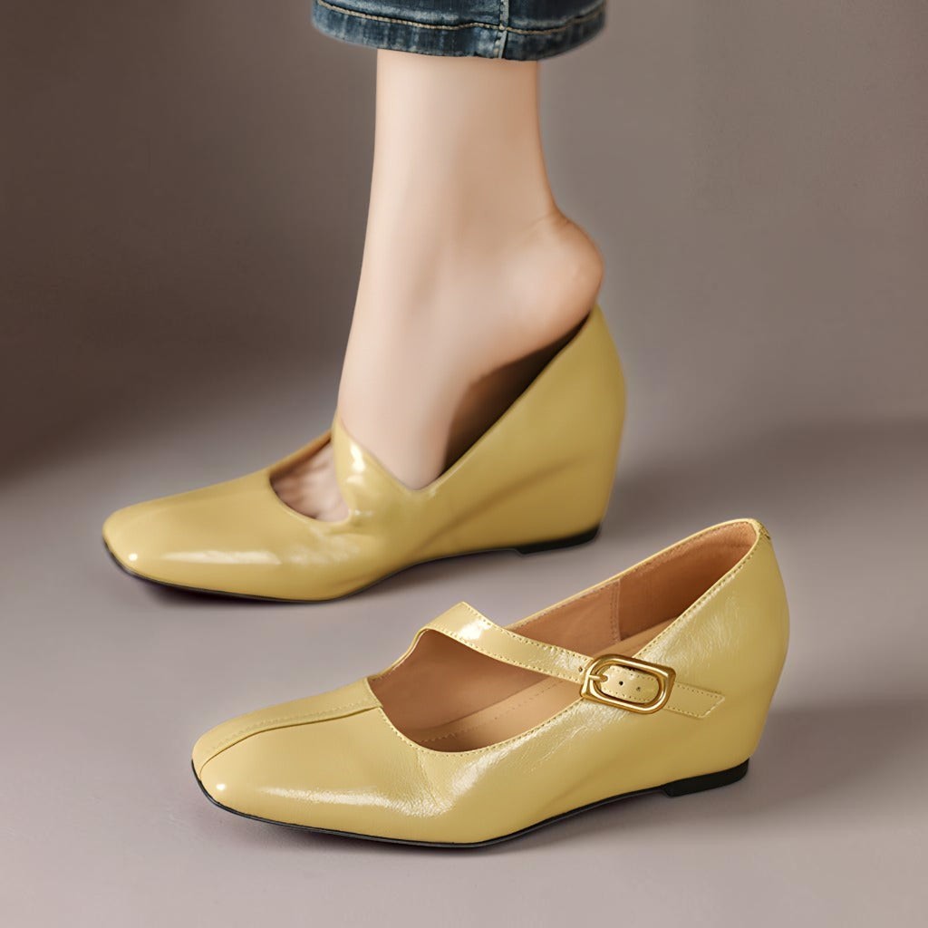 TESS | LEATHER MARY JANES WITH SQUARE TOE